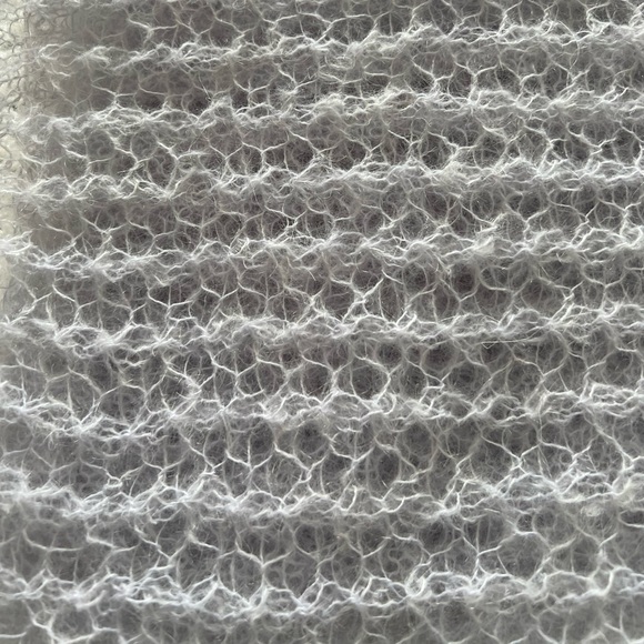 Hand Knitted Delicate Kid Mohair Silver - Blue Scarf/ Shawl. - Picture 3 of 5